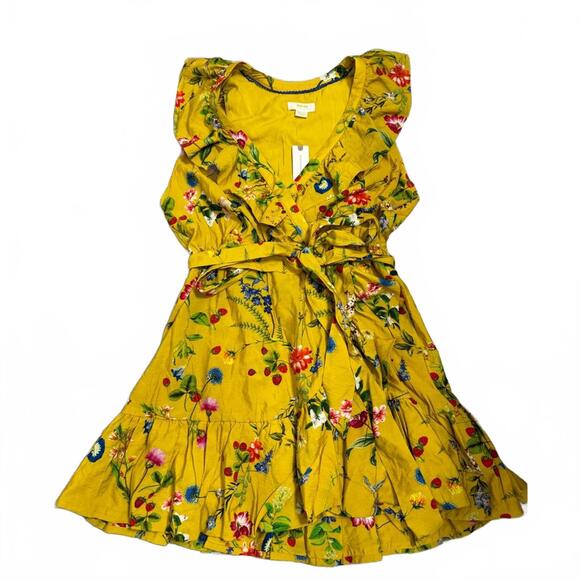 Anthropologie Dresses & Skirts - NWT Maeve Anthropologie Yellow Floral Sleeveless Short Mini Dress- Size Medium